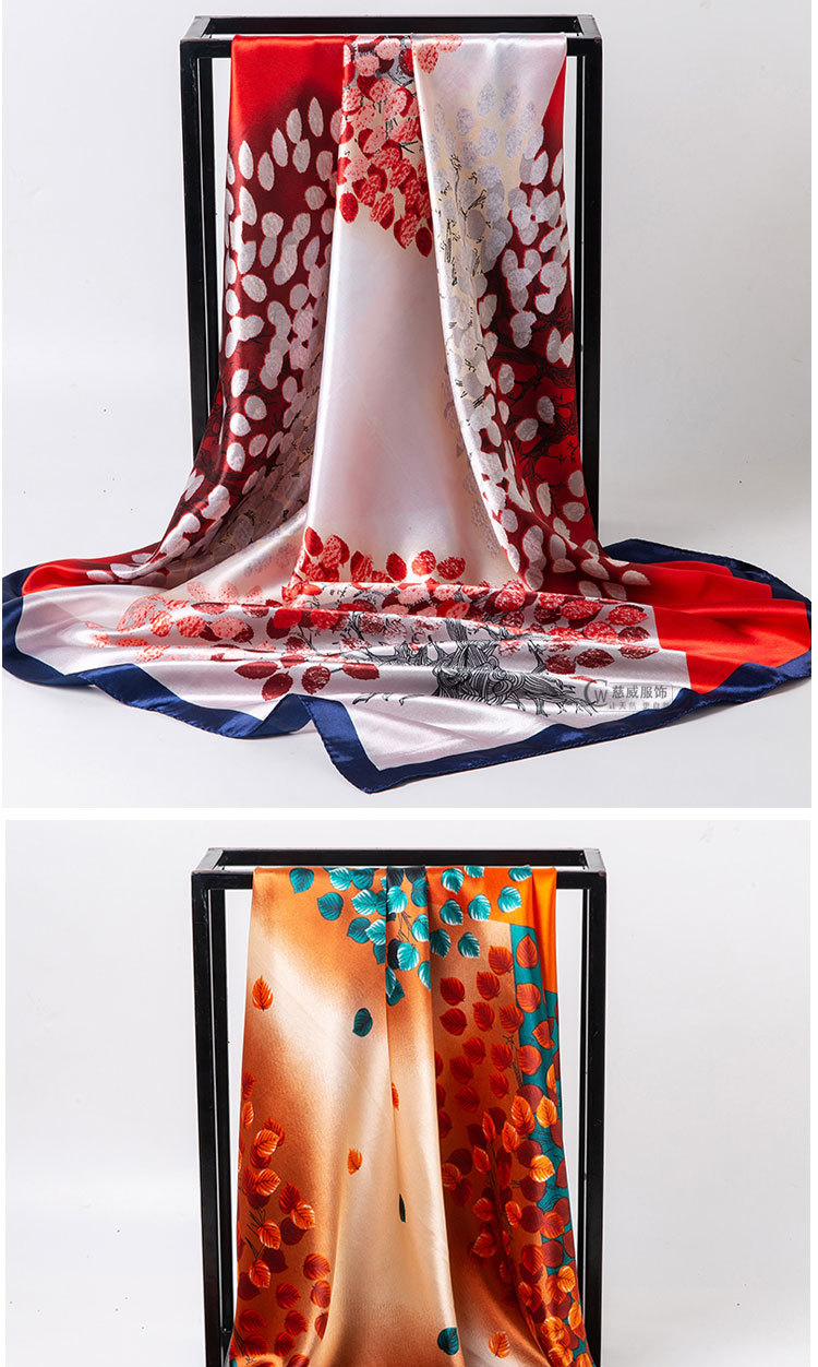 Chinese trend direct sales for overseas gift-giving, Chinese-style 90*90cm large square scarf, faux silk scarf, shawl, spring and autumn new style pic 15