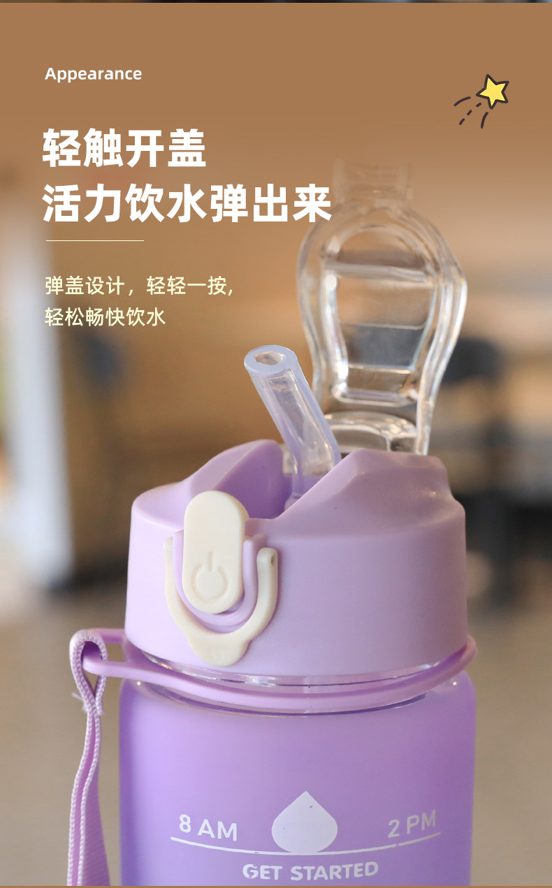 夏季大容量水杯户外运动杯子渐变色吸管杯便携塑料杯防漏耐摔水壶详情7