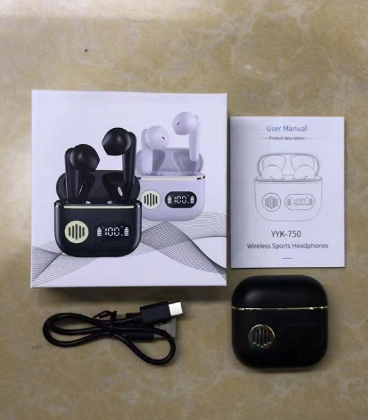 The new cross-border private mold TWS semi-in-ear wireless sports Bluetooth headphones YYK750 feature an ultra-long battery life and digital display pic 1