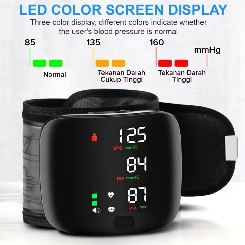 Hot Sell wrist blood pressure monitor USB charging, intelligent multi-voice backlit LCD large screen, English, Russian, Thai pic 5