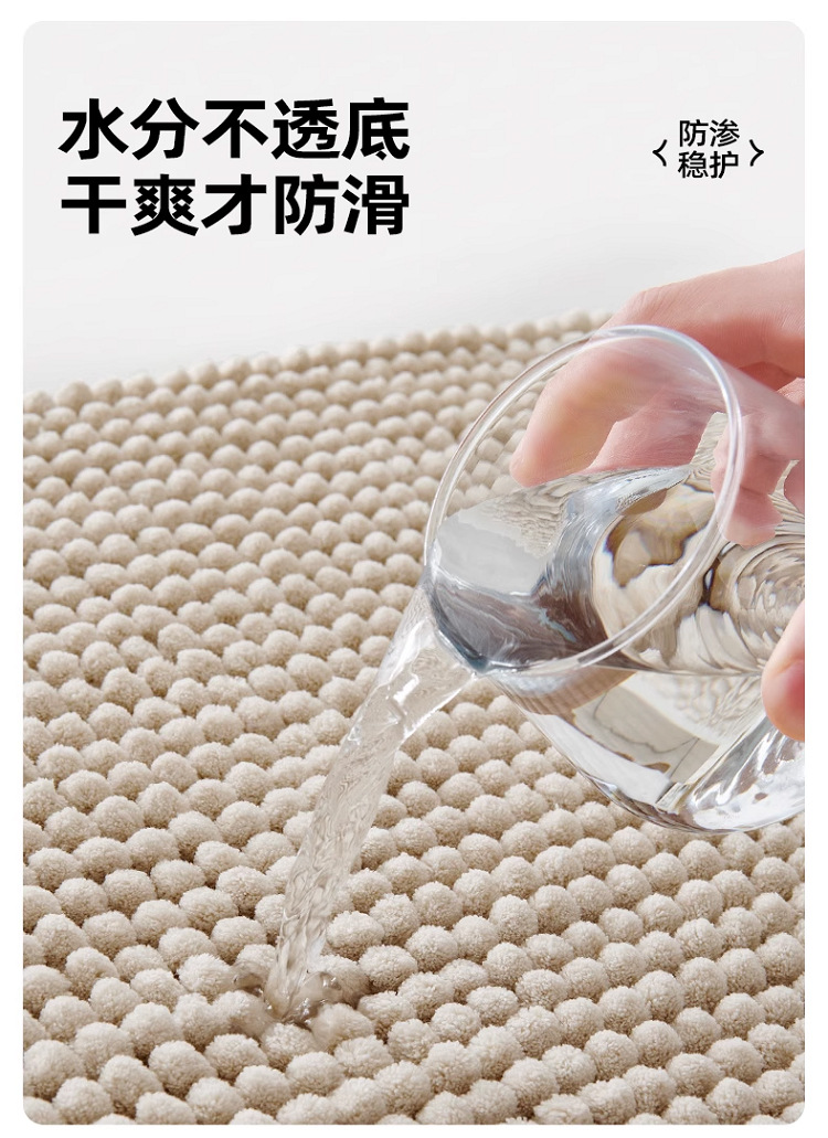 Temi short-haired Chenille floor MATS, bathroom floor MATS, dirt-resistant door MATS, fixed soft, absorbent and anti-slip carpets pic 6