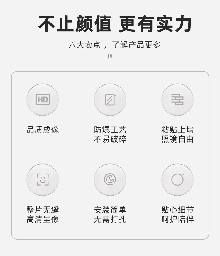 软镜子贴墙自粘全身穿衣镜贴片高清化妆镜亚克力浴室宿舍壁挂镜子详情3