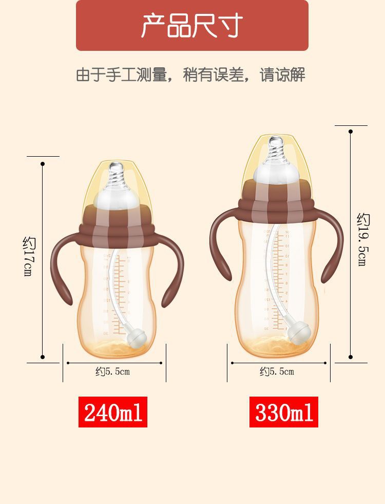 新生婴儿童1防摔塑料2宽口径3大宝宝4岁喝水断奶神器硅胶吸管奶瓶详情15