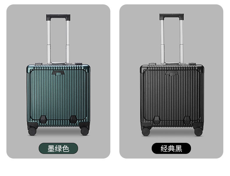 Source factory 18-inch front-opening suitcase, multi-functional aluminum frame handle suitcase, charging suitcase, water cup holder travel suitcase pic 27
