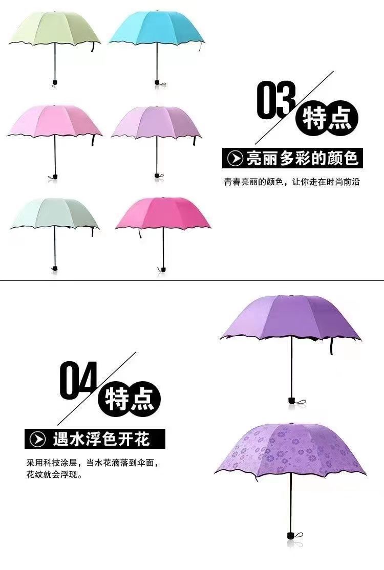 雨伞天堂遇水开花伞荷叶边晴雨两用伞加印logo雨伞女高级感小清新详情4