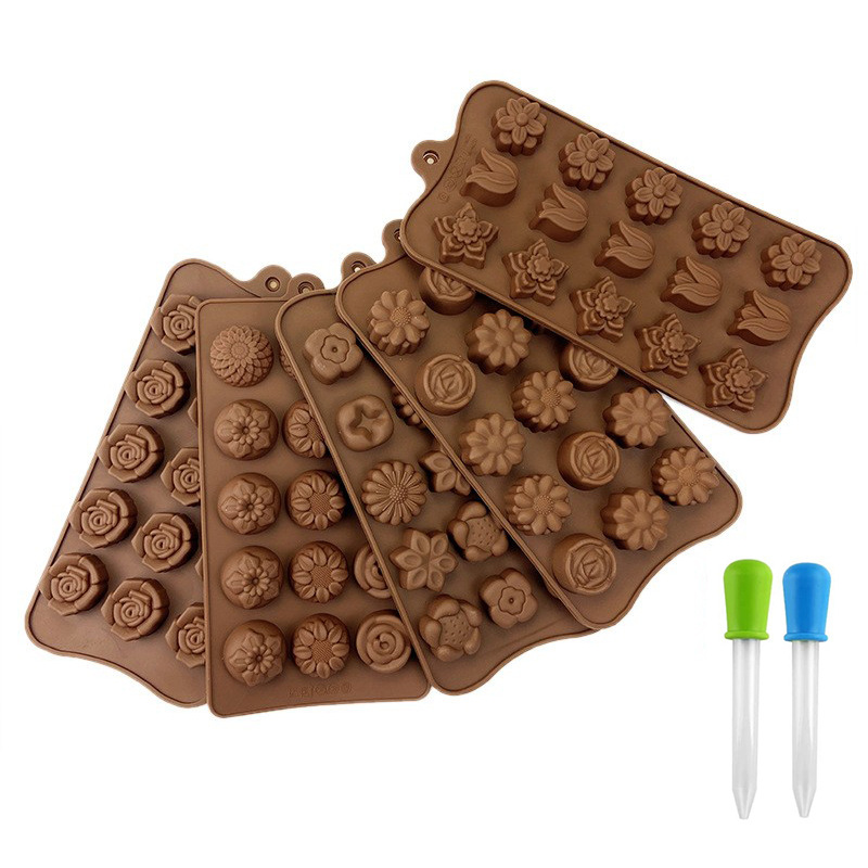New flower-shaped chocolate silicone mold set, tulip cookie gummy diy mold, cake baking mold pic 18