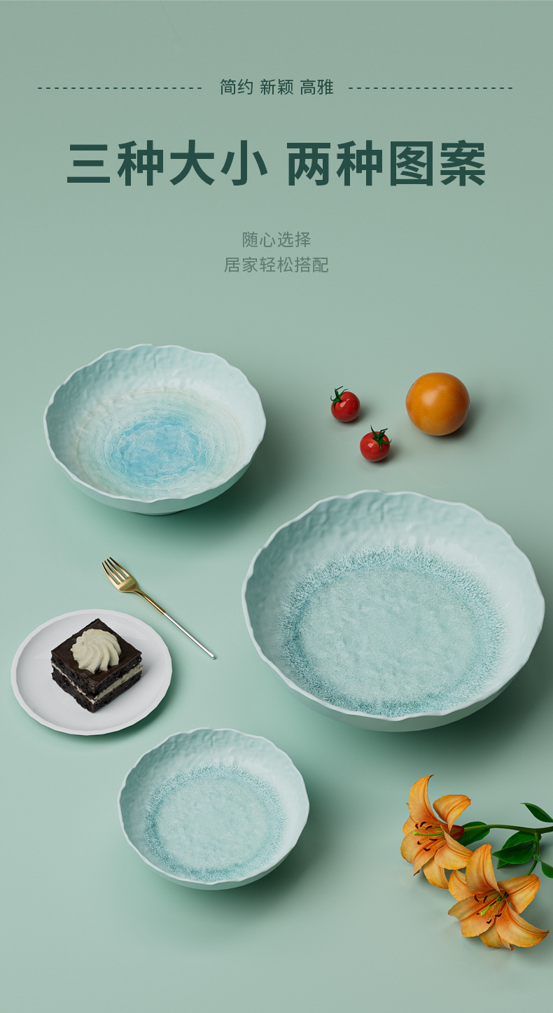 Customized melamine high-legged fruit plate, home living room dried fruit plate, Chinese tray, high-end dessert display, dim sum plate pic 7