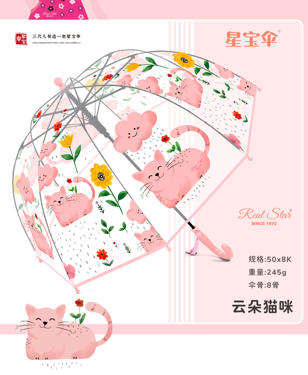 25跨境新品儿童伞可爱猫咪卡通雨伞出口老外实体店外贸货源详情7