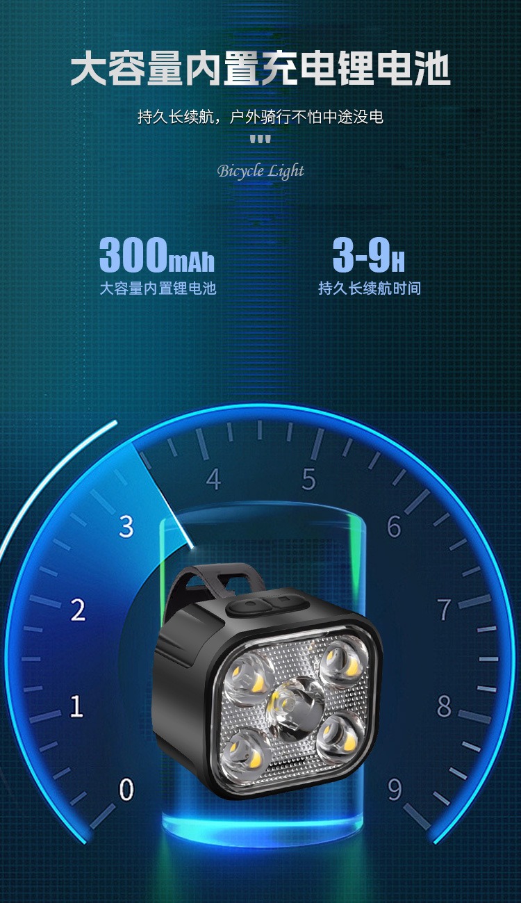 跨境LED自行车灯山地车夜骑照明前灯警示尾灯套装 户外骑行装备灯详情14
