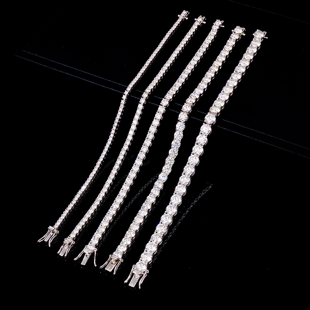 欧美风男士纯银手链2到6毫米跨境饰品S925莫桑石首饰痞帅送男友详情5