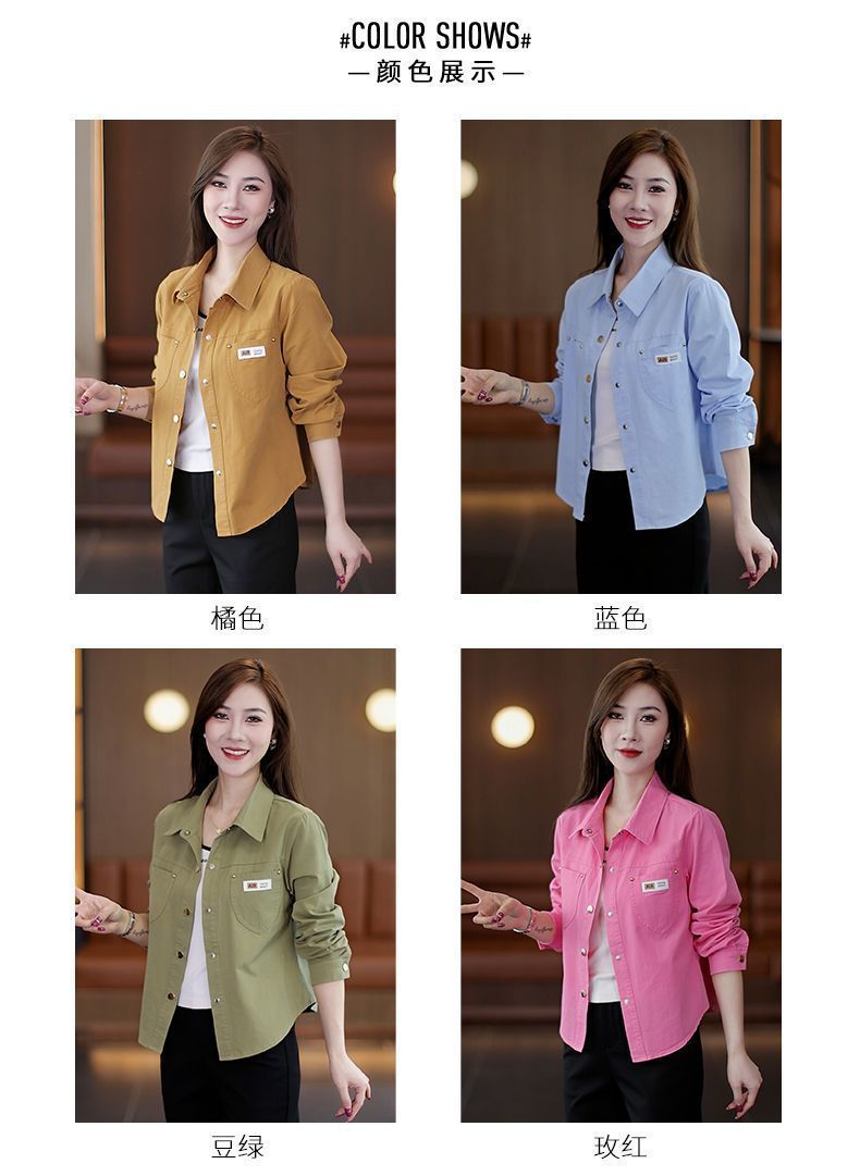 休闲外套女短款2024年春秋新款小个子时尚洋气宽松纯棉衬衫上衣潮详情4