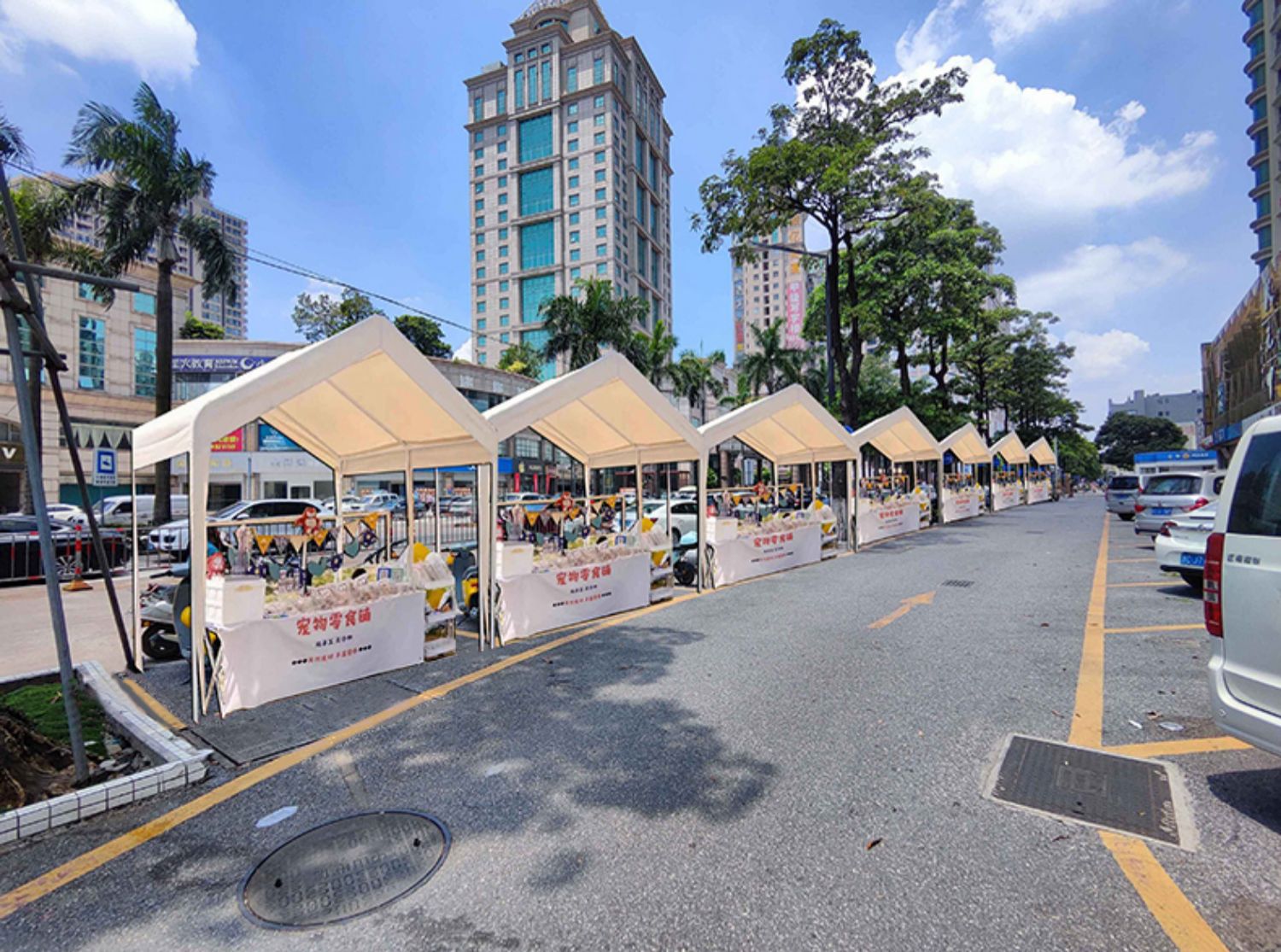 现货网红集市活动帐篷户外广告遮阳棚夜市摆摊雨棚家用防雨停车棚详情12