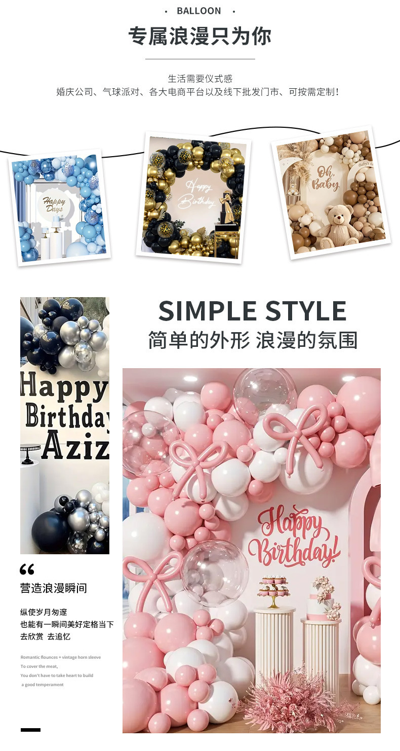 批发跨境热卖生日气球套装儿童生日婚礼庆典装饰氛围布置气球组合详情6