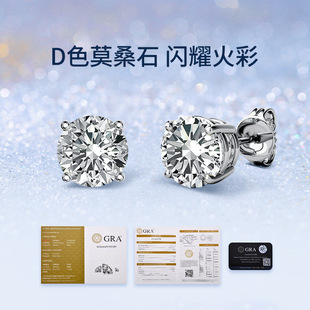 亚马逊热跨境销爆款经典百搭D色莫桑石耳钉花边六爪S925纯银耳饰详情4