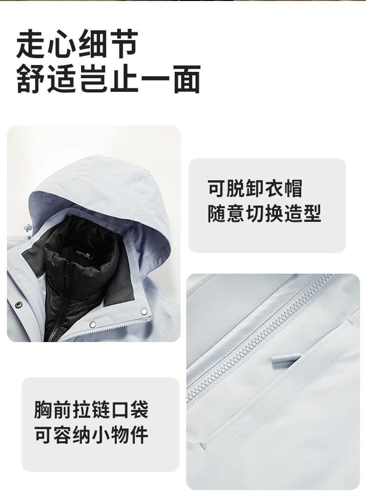 羽绒服24国标冲锋衣男三合一羽绒暴雨级防水外套户外运动全热封登山服女详情14