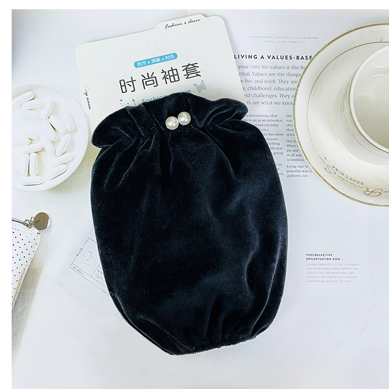 珍珠袖套女款2023新款秋冬毛绒纯色短款套袖网红办公防污耐脏护袖详情6
