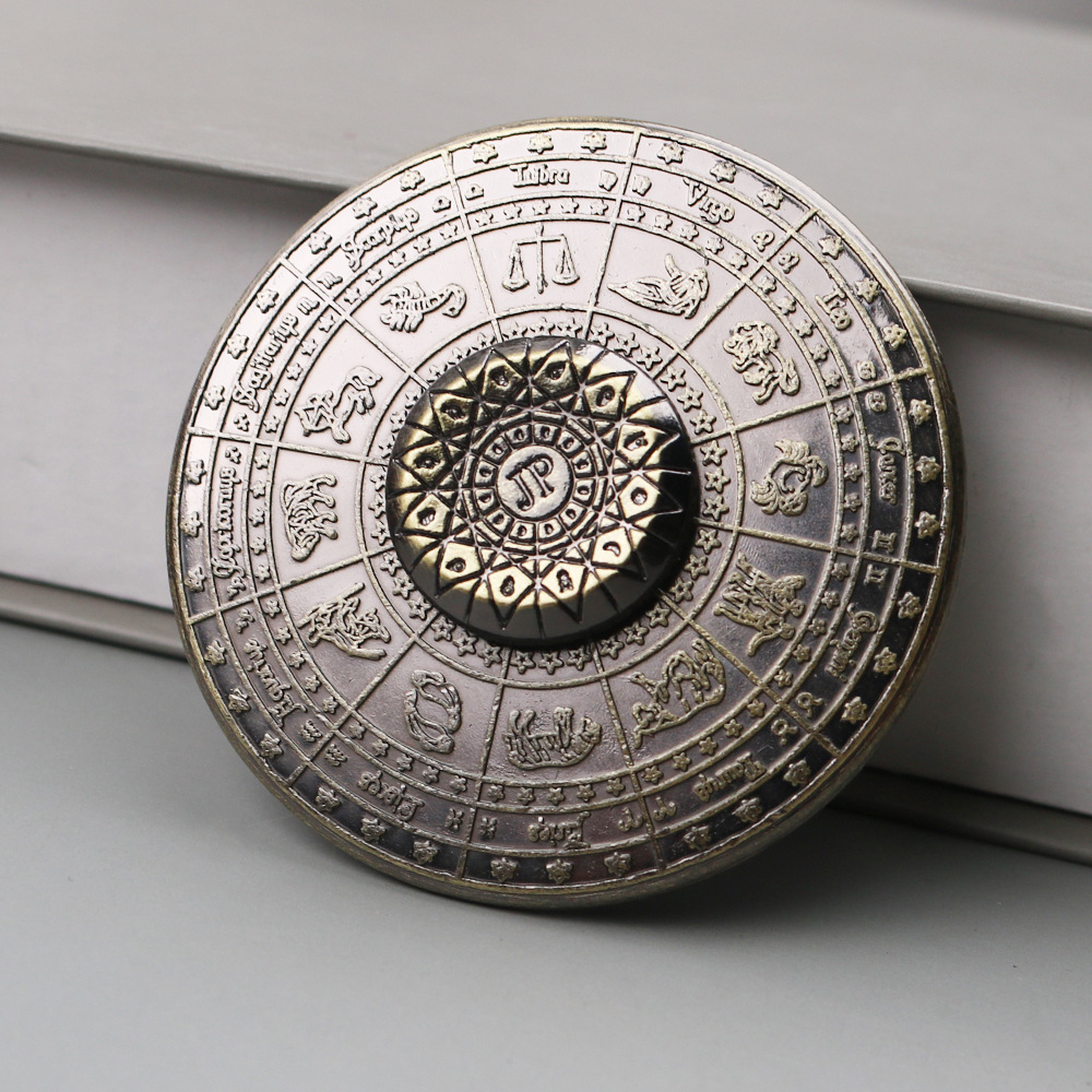 金属风轮旋转陀螺创意解压玩具佛莲星盘七彩指尖陀螺桌面摆饰批发详情7