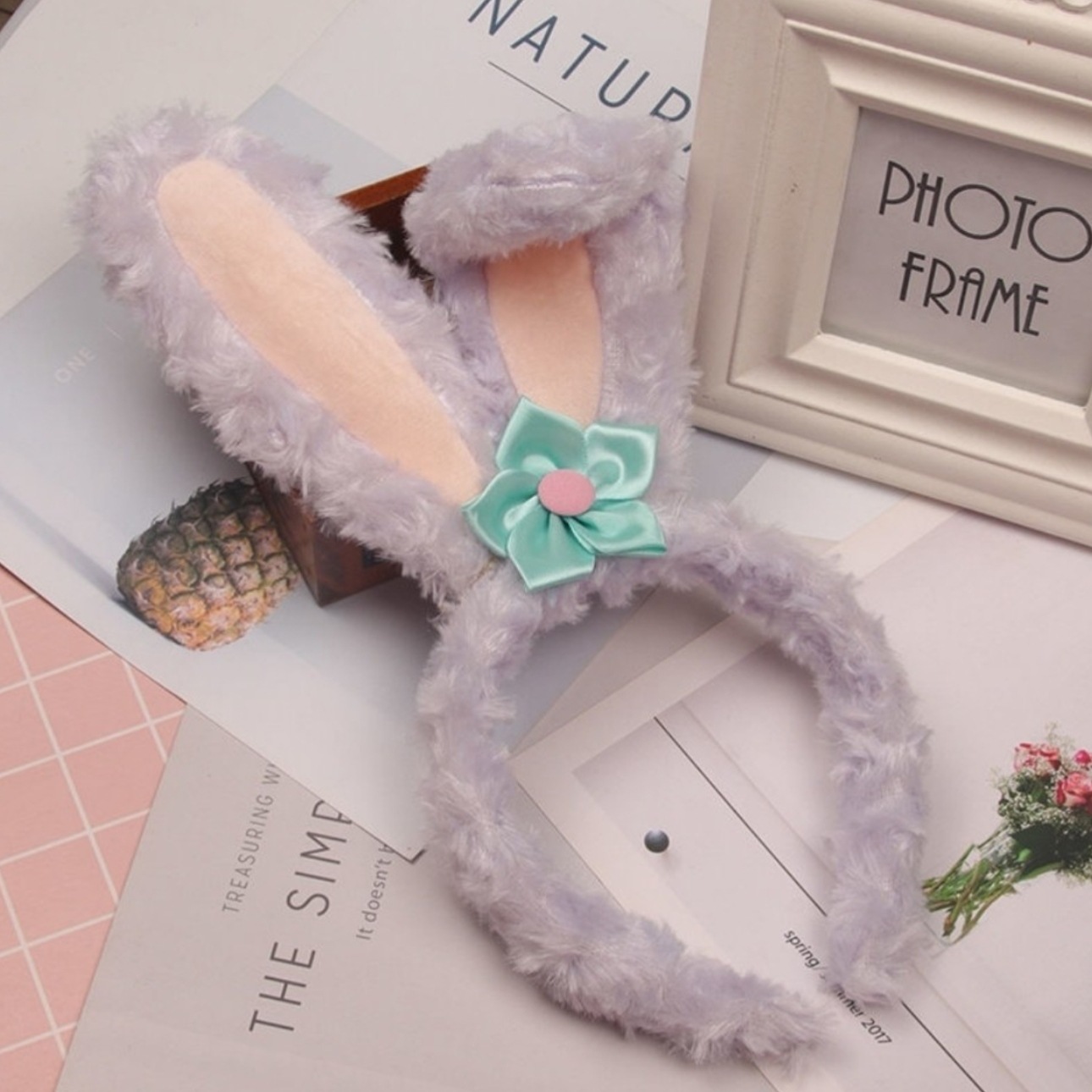 New 14-lamp long-haired rabbit ear headband, led plush luminous toy, flashing headband, performance hair accessory, concert phoenix crown and red wedding dress pic 5