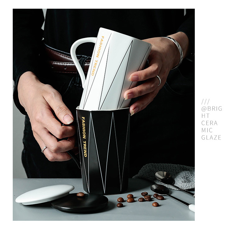 4ah欧式简约个性马克杯大容量带盖勺男女生办公室家用喝水咖啡泡详情6