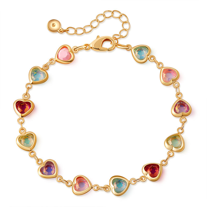 多巴胺手链跨境爱心设计小众几何水滴方形玻璃钻度假风小清新手饰详情16