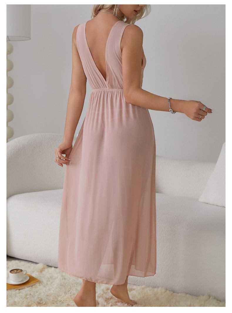 Feiyun Sexy Pajamas Long Fairy Hot Sleeping Dress Sweet Home Wear Set 419 pic 21