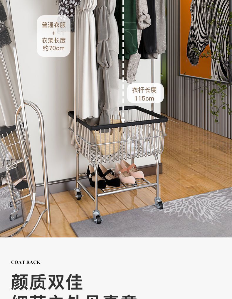 星辰轻奢可移动带轮衣帽架服装店落地展示架女装挂衣架服装配饰网红拍照道具详情15