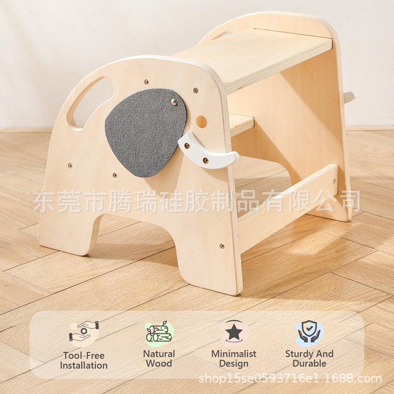 儿童木制大象登高椅宝宝洗手垫脚登高台阶家用防滑二步梯台小凳子详情21