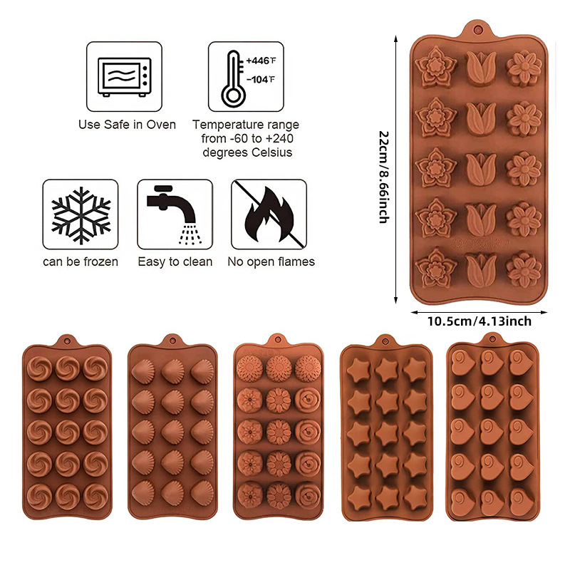 New flower-shaped chocolate silicone mold set, tulip cookie gummy diy mold, cake baking mold pic 22
