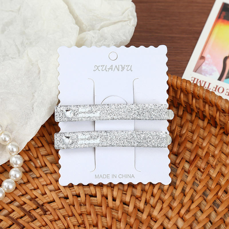 彩色爱心水钻一字发夹 高级感碎发刘海夹侧边夹百搭马尾夹批发详情7