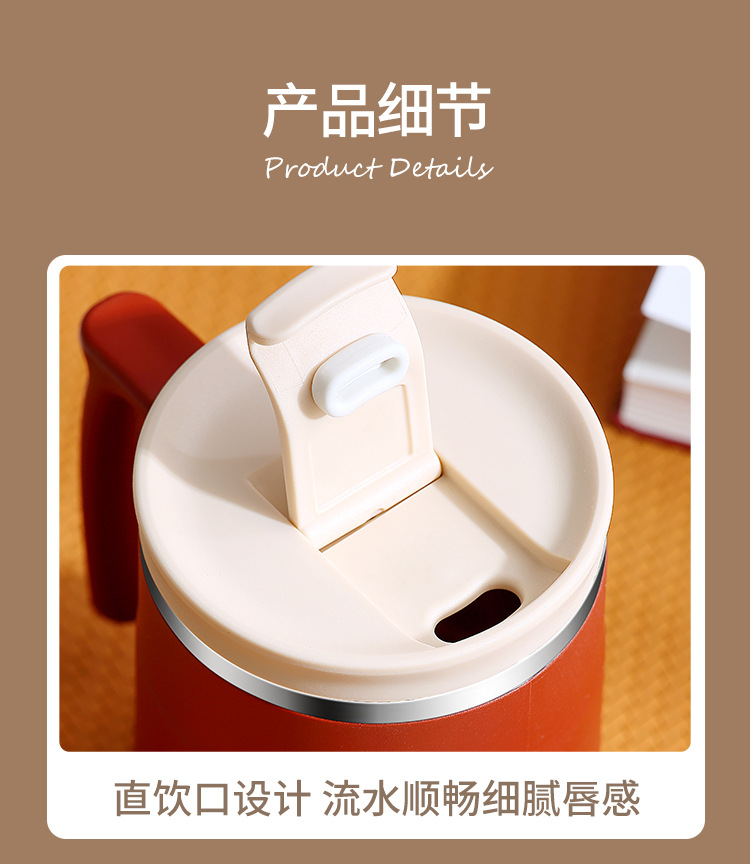 304 stainless steel mugs, portable coffee cups, thermos flasks, household red breakfast cups with spoon LIDS, office water cups pic 17