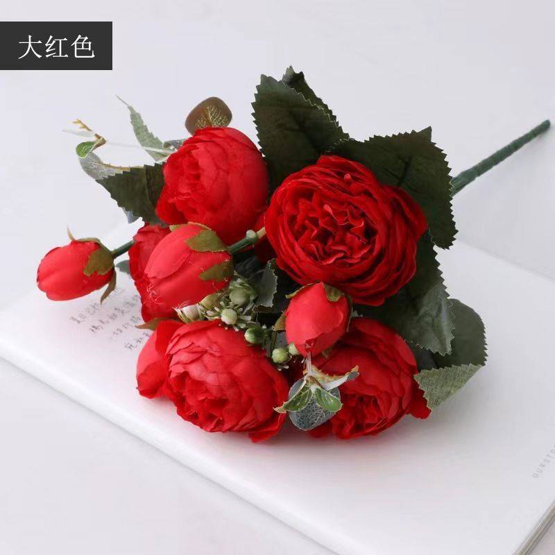 仿真菲丽波斯牡丹玫瑰花束家居客厅餐桌摆设婚庆装饰新娘手捧花详情16