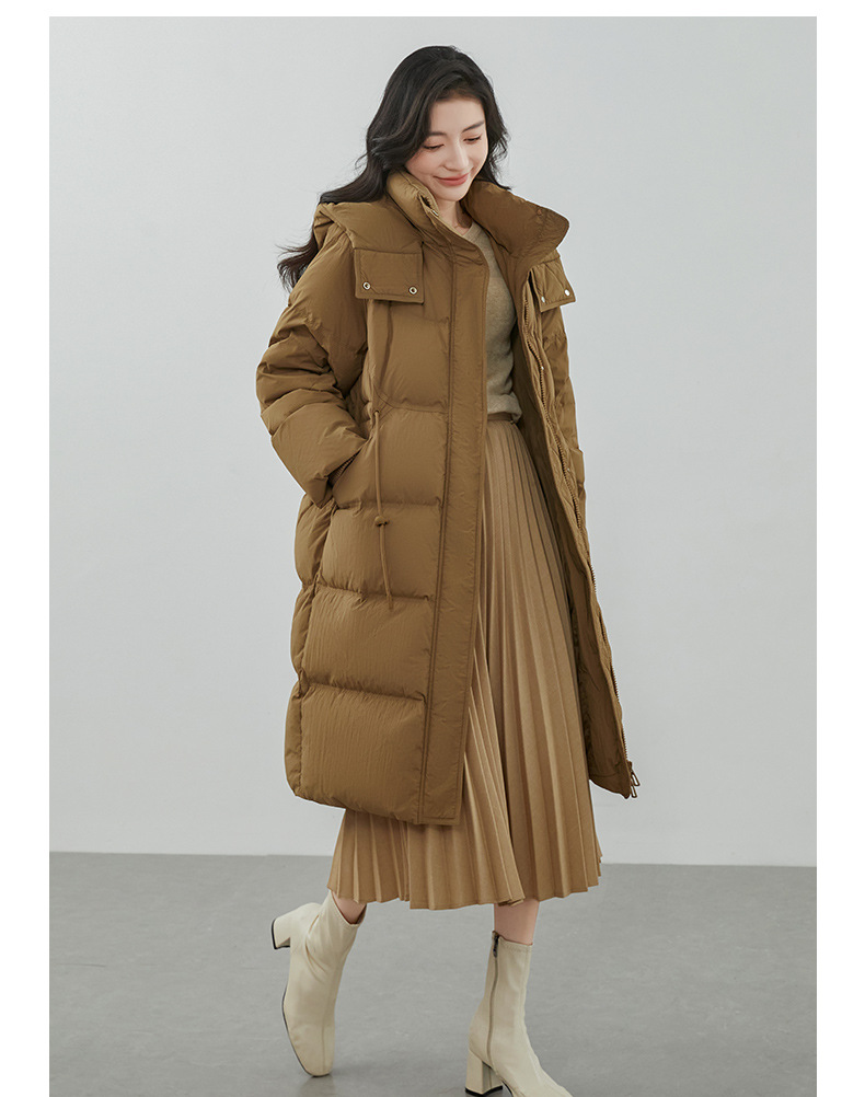 极寒大码羽绒服女2025冬季新款连帽过膝长款加厚收腰百搭外套平湖详情4