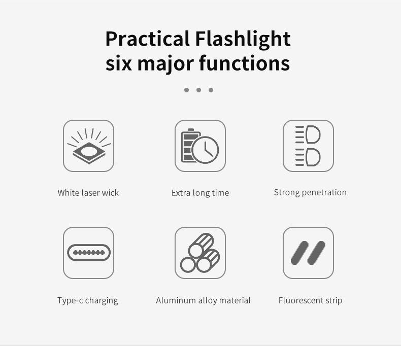 跨境抖音快手热卖工厂批发铝合金强光手电快充变焦远射激光手电筒详情5