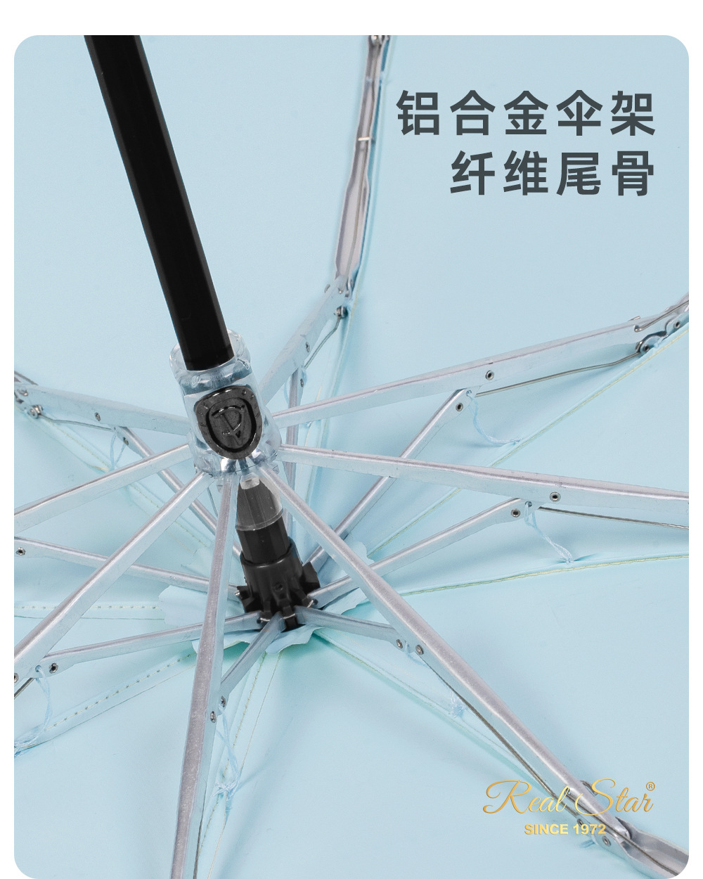 五折手开迷你双色彩胶晴雨伞铝合金伞架加大款详情15