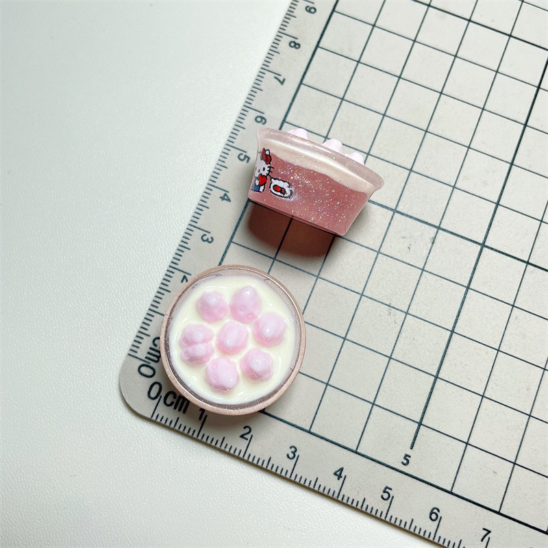 diy cream glue simulation food toy 3D strawberry cream basin hair clip patch Handmade homemade pendant resin accessories pic 2