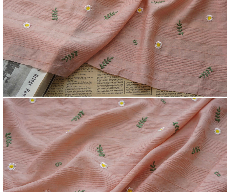 Fresh and soft shirt, spring and summer embroidered dress fabric, small Daisy character mother skin small halter decorative fabric pic 14