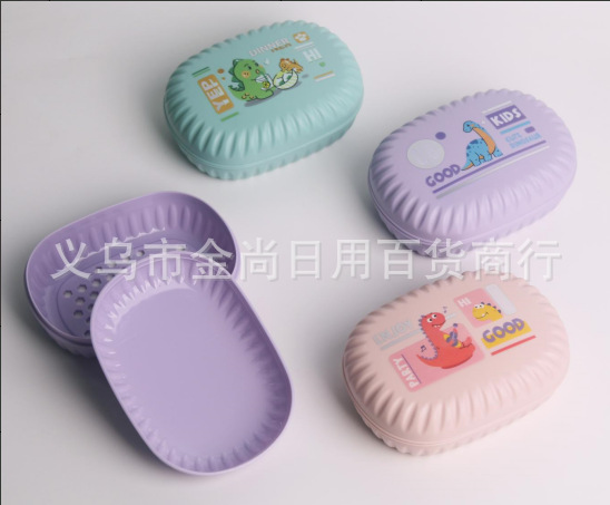 New solid transparent water-draining soap box with lid, creative soap stand, plastic double-layer soap box, bathroom soap box pic 2