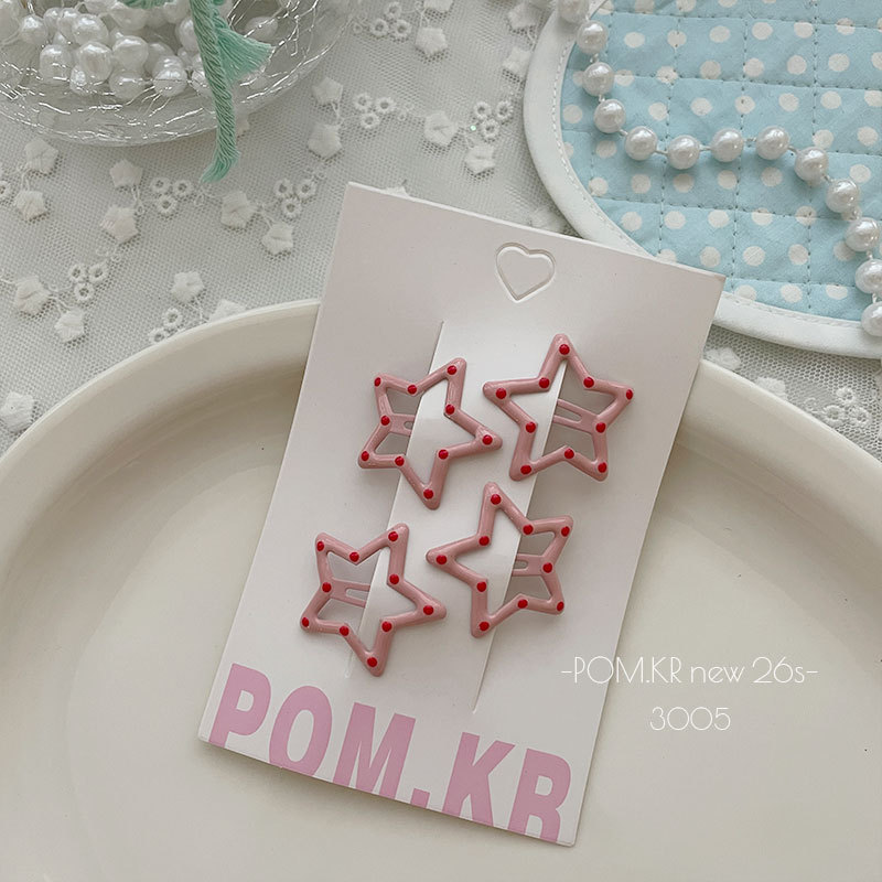 Spring new pink polka dot bb clips for children, sweet lacquered five-pointed star baby bangs clips for girls pic 5