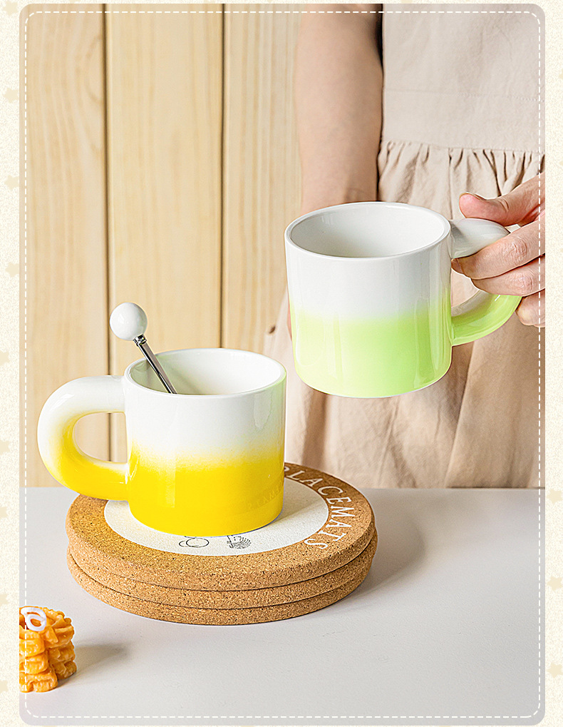 渐变胖胖杯可爱高颜值陶瓷马克杯喝水杯子情侣杯礼品水杯定制印图详情11