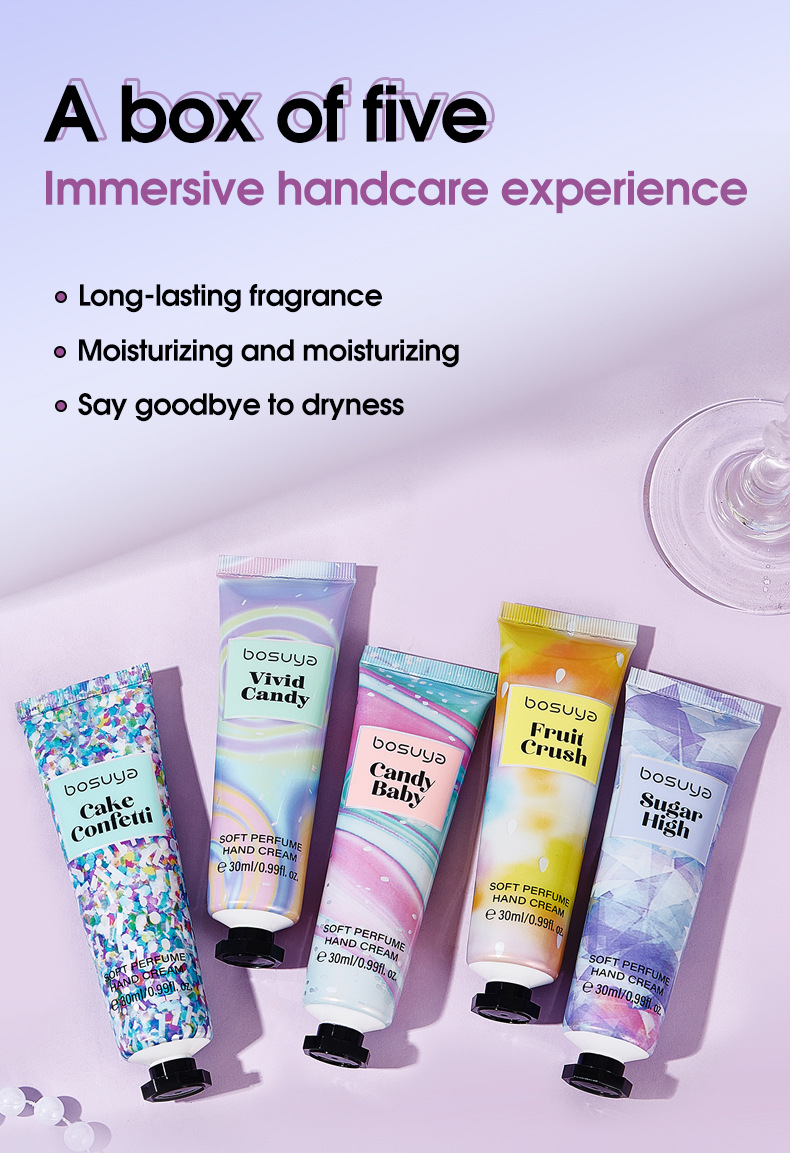 【 Cross-border Exclusive 】 Wholesale of 5-pack bosuya Perfume Hand Cream for Moisturizing, Hydrating and Refreshing Hand Cream pic 3
