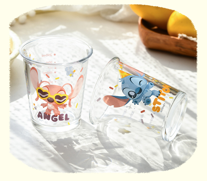 Creative cartoon Teddy glass cup, glass slanted and inverted mouth cup, cute gift drinking cup, pattern Angel cup pic 12