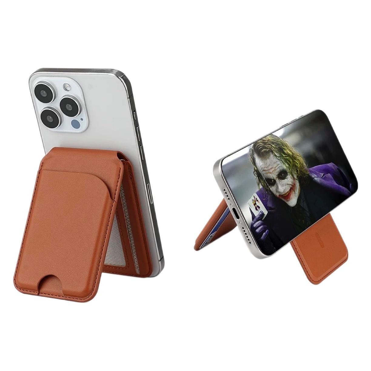 跨境欧美时尚磁吸卡包Magsafe强磁环保PU皮五金转轴折叠支架卡套详情8