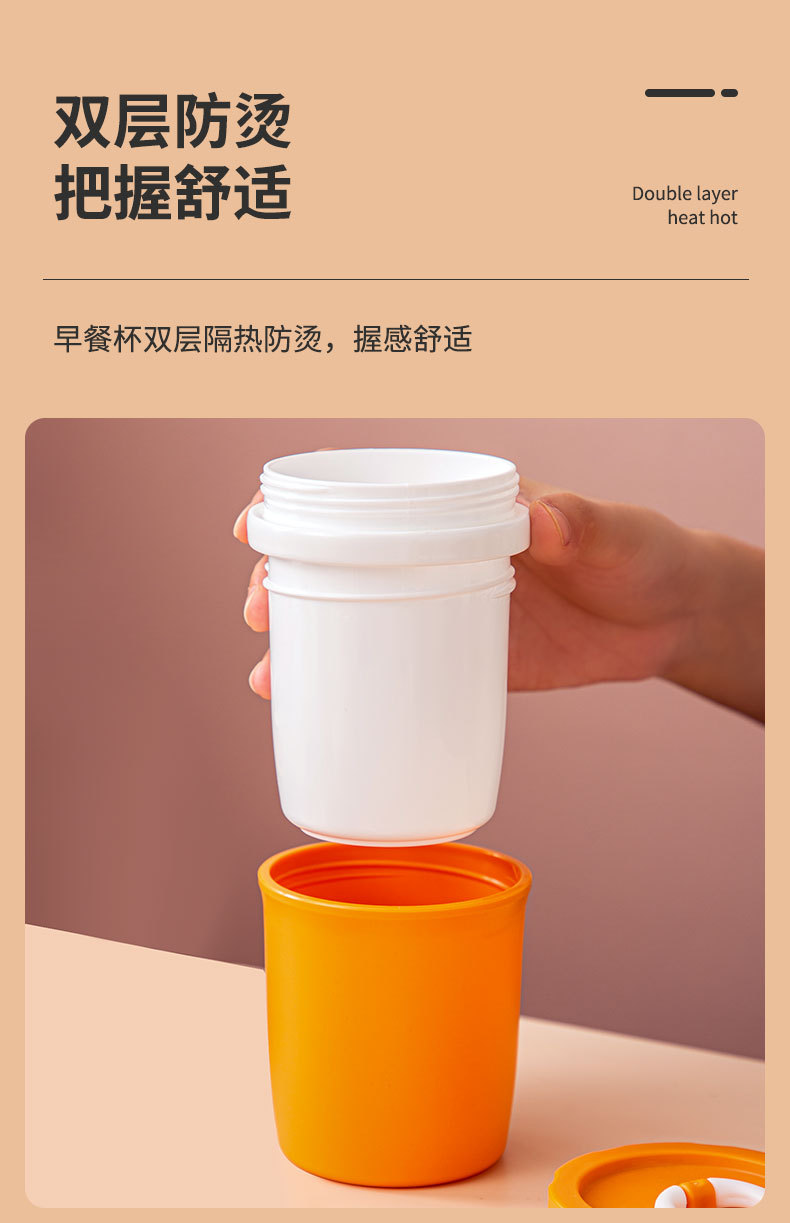 创意ins简约上班族迷你牛奶杯微波炉加热早餐杯带盖便携拉环汤杯 pic 9
