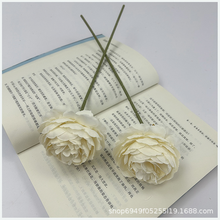 洋牡丹仿真花新款单支人造花西洋玫玫瑰茶玫婚庆装饰批发礼盒款详情4