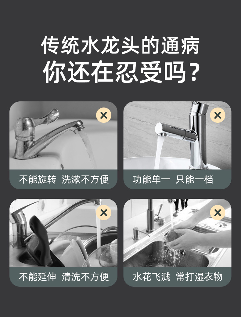 家用精铜厨房水龙头洗菜盆冷热洗手盆机械臂卫生间池洗脸面盆龙头详情4
