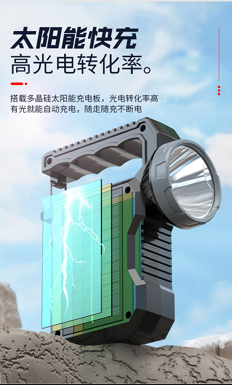 New cross-border large-capacity mobile led hand-held lamp with strong light and fast charging, outdoor solar charging camping lamp pic 9