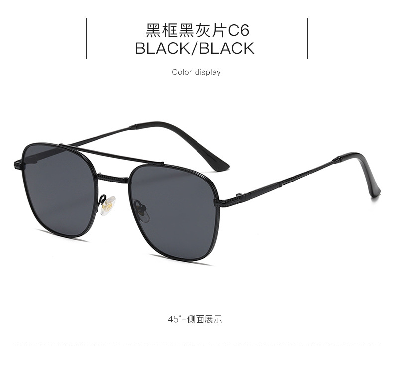 新款复古方框墨镜时尚网红同款金属太阳镜男潮工厂批发sunglasses详情10