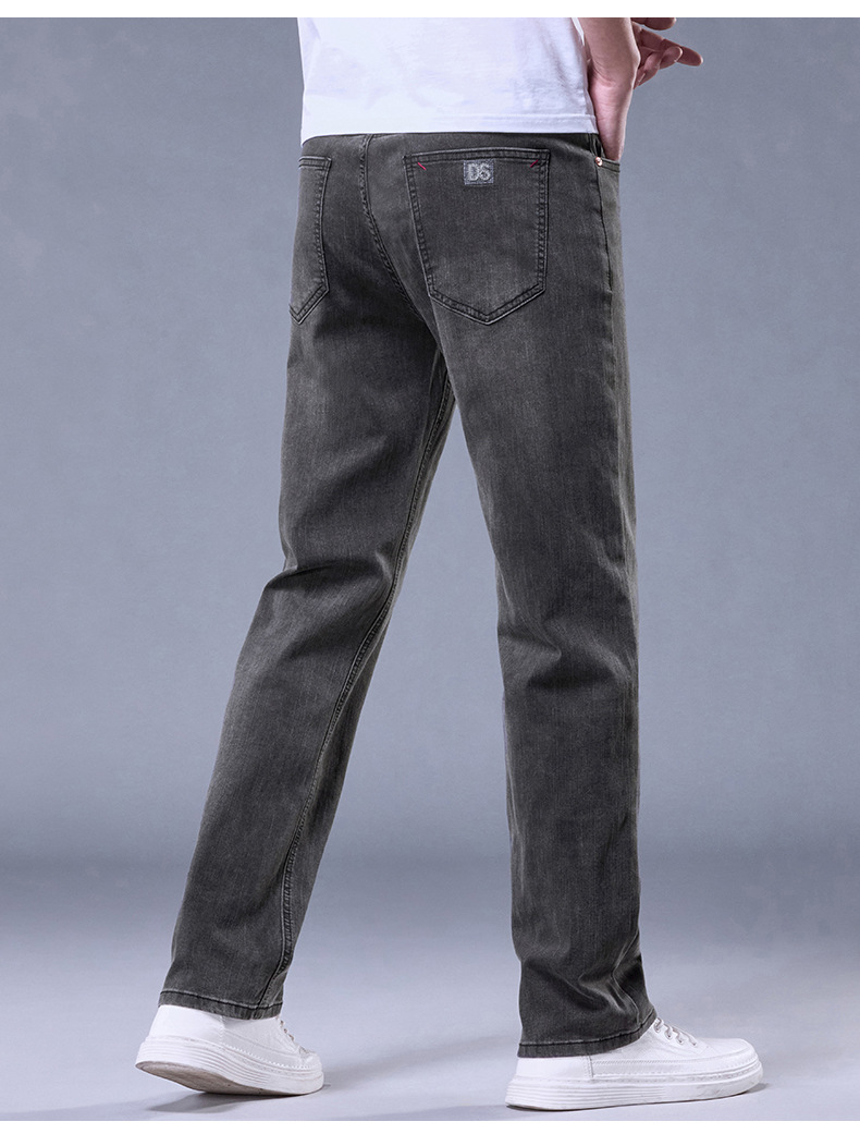高端宽松直筒牛仔裤男士薄款休闲阔腿2025春夏新款弹力潮牌长裤子详情31