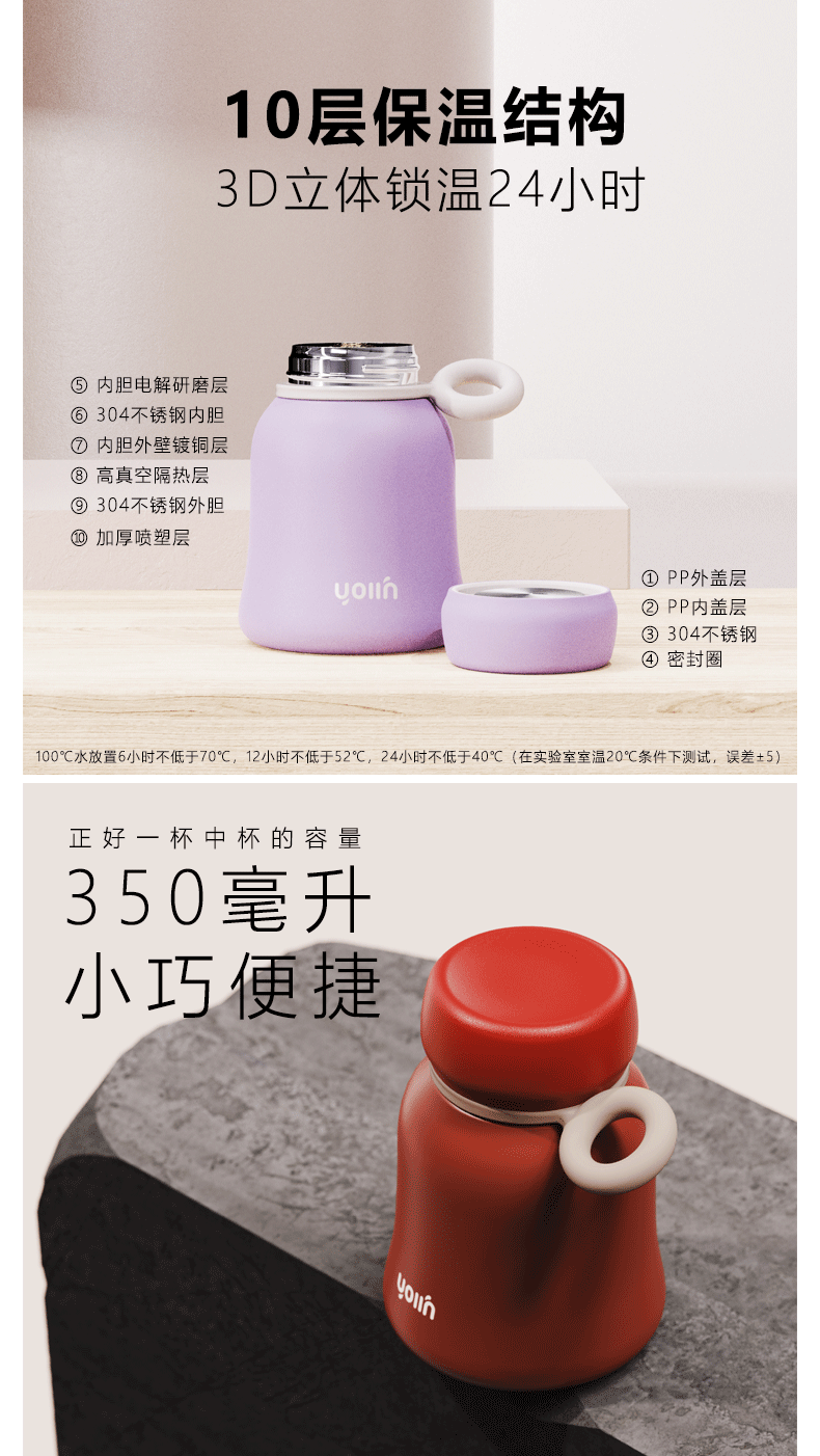 Mini insulated cup 304 food grade, high appearance level, cute gradient milk cup, small, portable and simple water cup wholesale pic 4