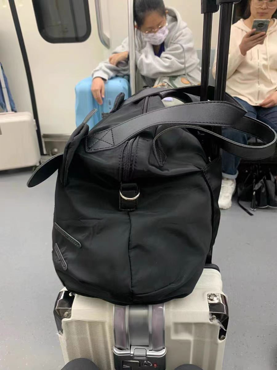 秋冬新款休闲托特单肩包大容量短途旅行袋HK出差行李包可套拉杠箱详情3